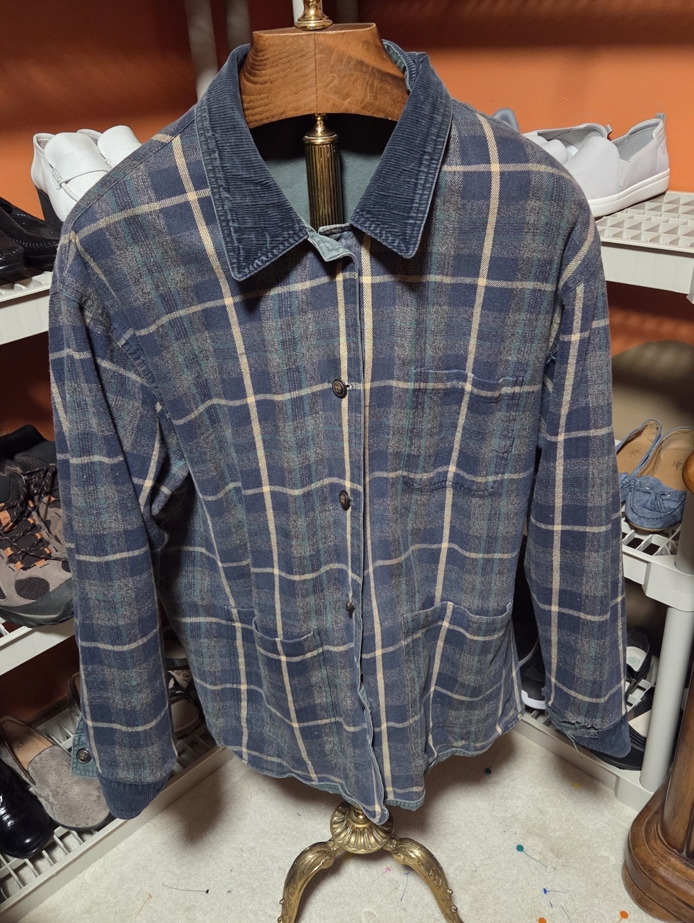 Vintage Geoffrey Beene Reversible Green & Plaid Barn Field Chore Jacket Large - Picture 8 of 12